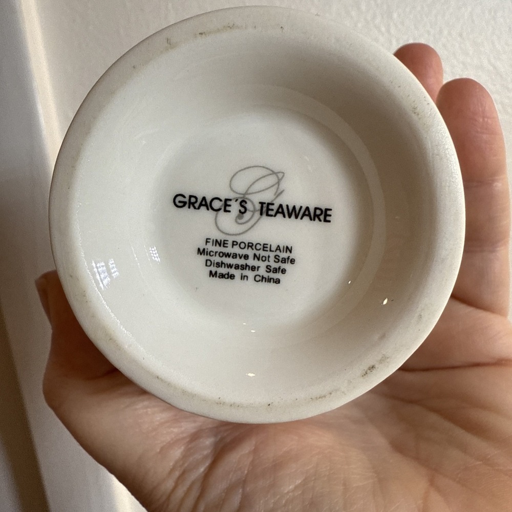 Grace's Teaware Teal Palms & Water Birds Cream & Sugar Set Tropical Porcelain‎ - Picture 4 of 5